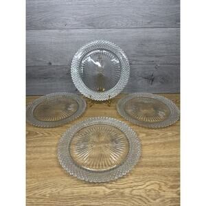 Anchor Hocking Miss America Clear Depression Glass 10.25” Dinner Plates ~4 Pc